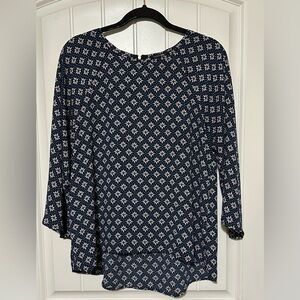 Papermoon teal blue print blouse